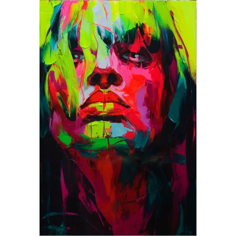 

Nielly Francoise Abstract Knife Palette Picture Hand Painted Modern Pop Art Oil Paintings Art Wall Decoration Cool Face Poster