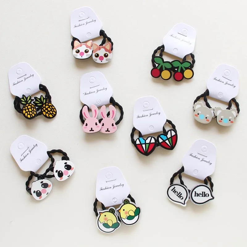 

Hot 2Pcs Cartoon Animal hairpin Rabbit Hair Clip for Kids hairgrips Elastic barrettes Hair Band girls kids hair Accessories