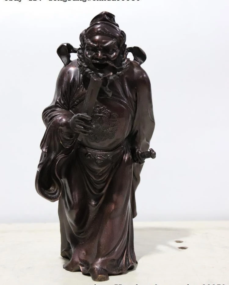 Китайский фэн шуй Чистая медь и бронза Taoism чункуэль Чжун Куй статуя вентилятора |