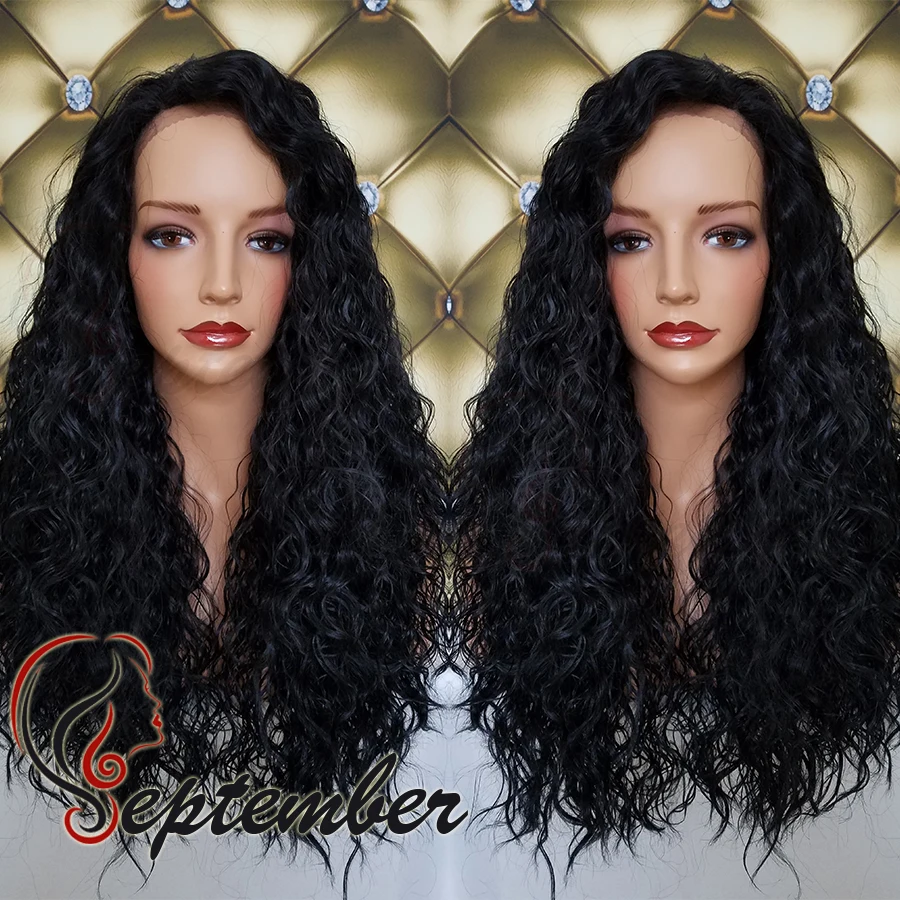 

Stock Wigs Synthetic lace front wig black loose curly glueless heat resistant synthetic lace front wig for black women