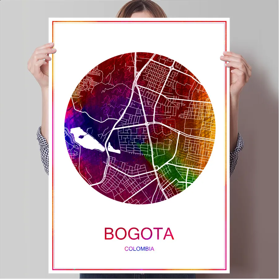 Bogota Colombia Famous World City Map Print Poster Print On Paper Or Canvas Wall Sticker Bar Pub Cafe Living Room Home Decor Home Decor Bar Pubprint Poster Aliexpress