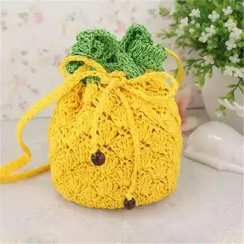 

Women Boho Woven Handbag Cute Pineapple Shape Bucket Bag Tote Crossbody Shoulder Bags Messenger Bag For Girls