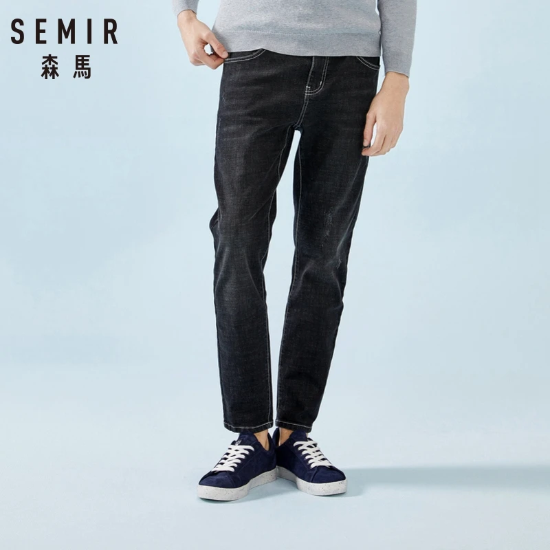 Buy SEMIR Skinny Jeans Soft Cotton for Men Slim Jeans with Destructed Detail Elastic Pencil Pants Fashion Jeans Trousers