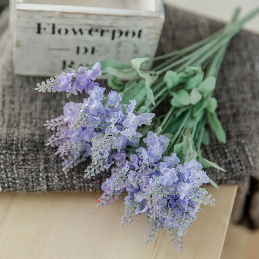 10 головок романтика Прованс лавандовый шелк искусственные цветы фиолетовый