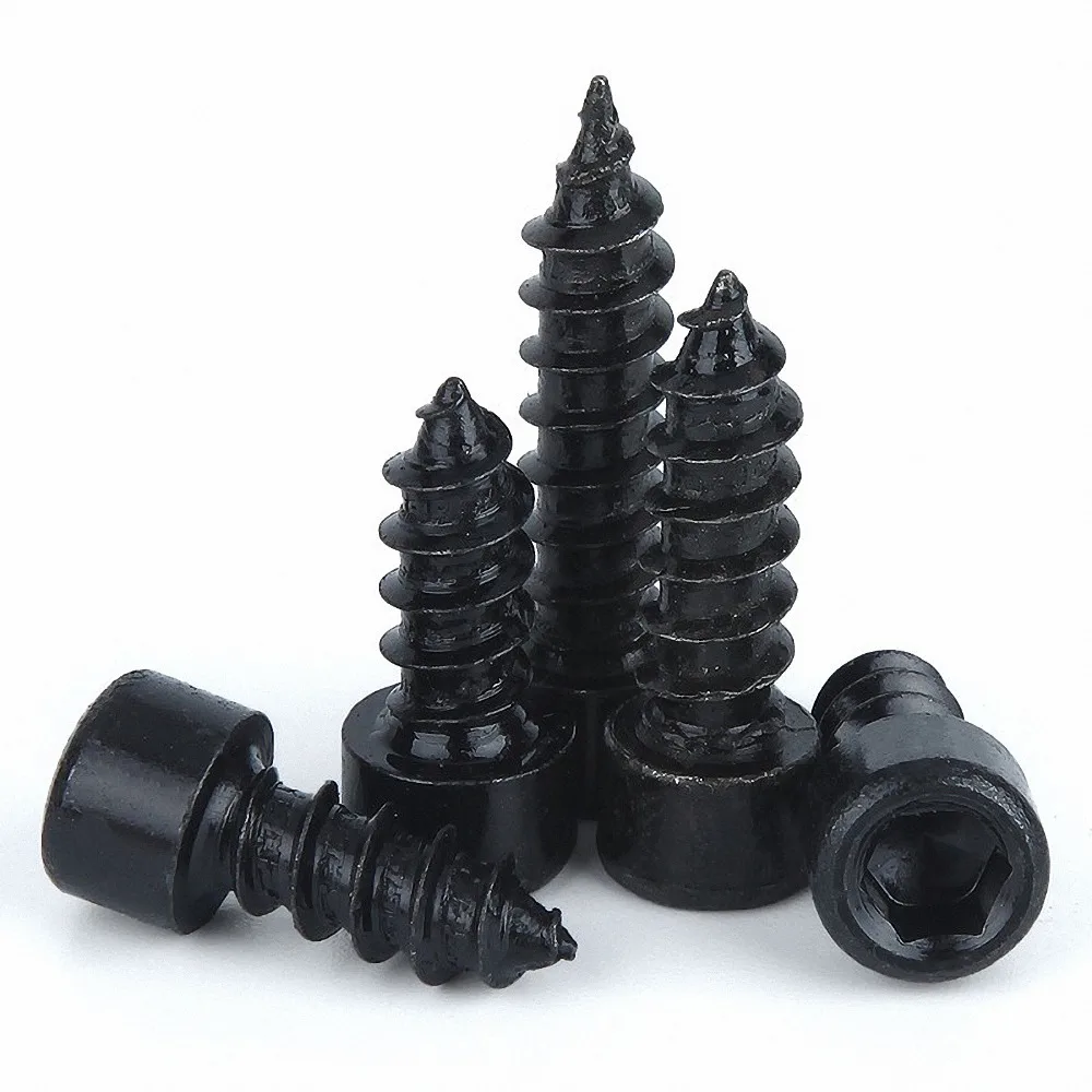 10 50Pcs Grade 8.8 Carbon Steel With Black Hex Socket Cap Head Self