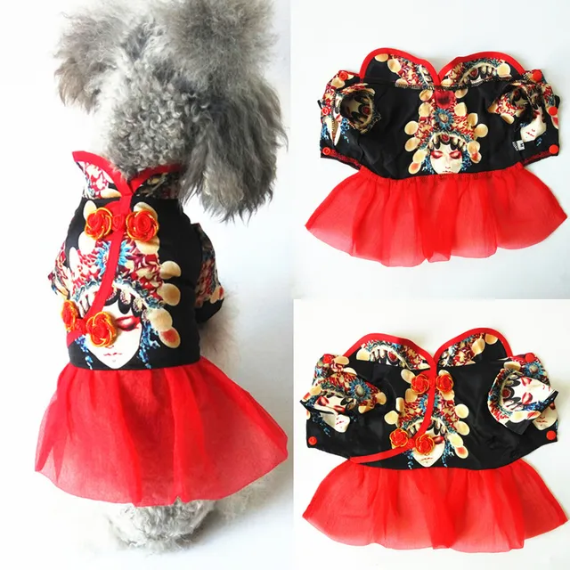 Chinese Dog Clothes Peking Opera Pattern Pet Clothing Summer Dog Vest