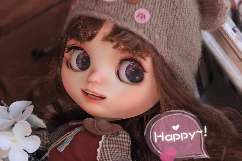Обнаженный ребенок Blythe 19 суставов белые мускулы коричневые кудрявые волосы