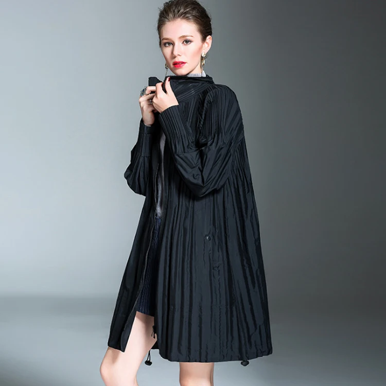 Женский свободный Тренч Changpleat плиссированный с длинным рукавом и высоким