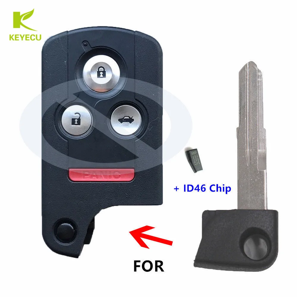 KEYECU New Uncut Ignition Insert Key Blade With ID46 Chip for Acura RL