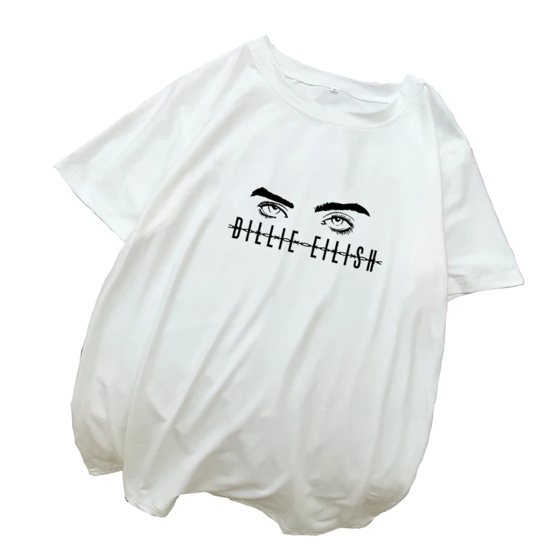 

Billie Eilish T Shirt Women Summer Funny Eyes Print Tshirt Harajuku Kawaii Tops Tee Shirt Femme Streetwear Casual Camiseta Mujer