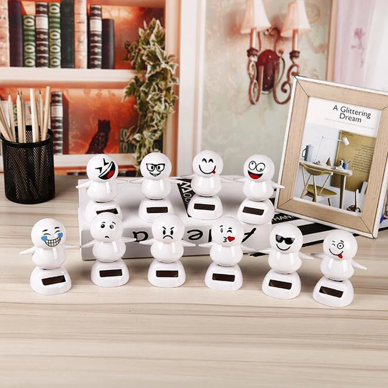 

Funny Plastic Shaking Head Emoji Non Electric Solar Toys Desktop Automobile Dashboard Decor Smiley Cute Shy Expressions Toys