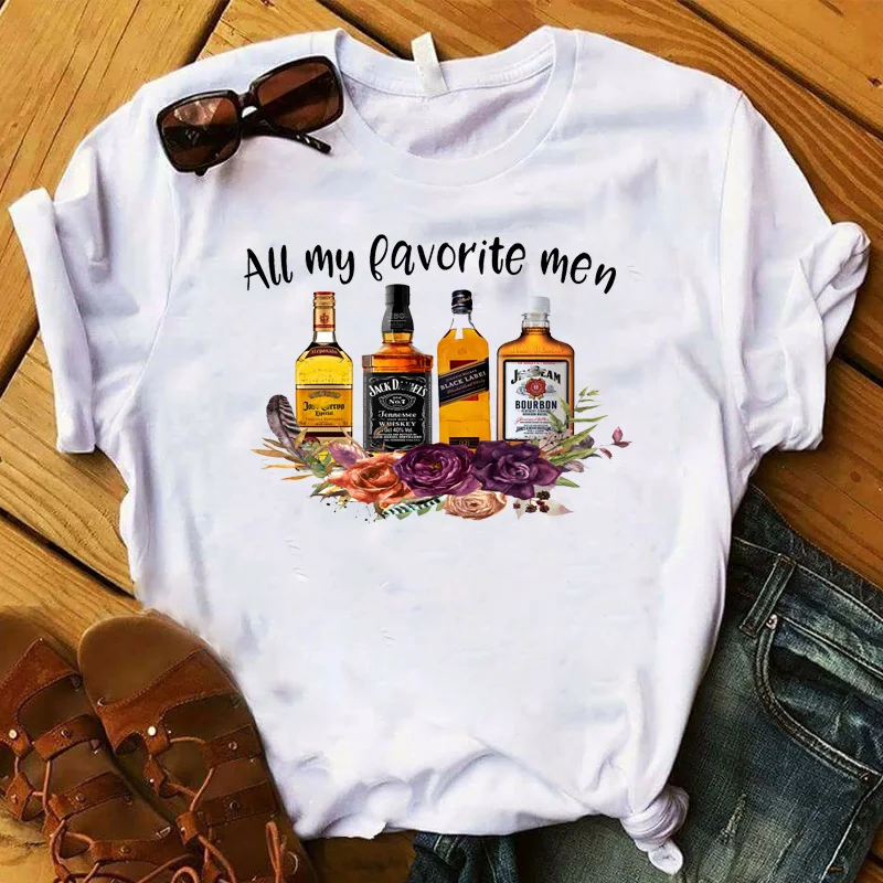 

Fashion Women Bear Wine Drink T Letters Cute Womens Graphic Printed Top Tshirt Female Tee Shirt Femme Ladies Clothes T-shirt