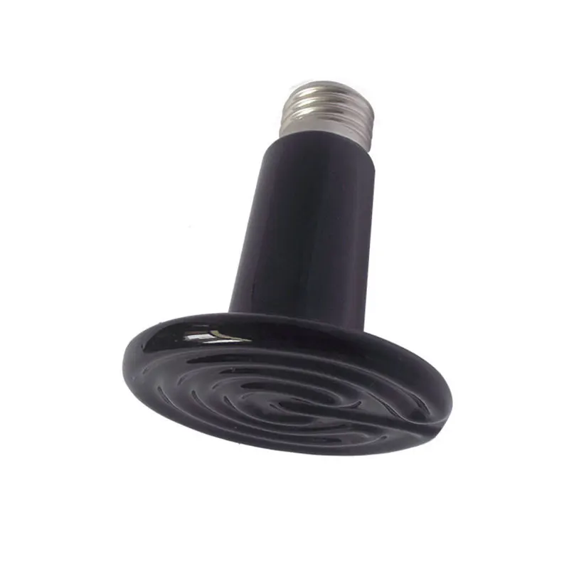 

Top Quality 75mm 25W/50W/70W/100W/150W/200W Black Infrared Ceramic Emitter Heat Light Lamp Bulb For Reptile Pet Brooder 220V E27