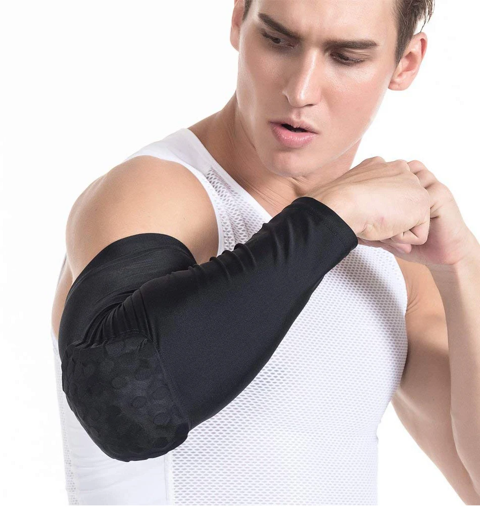 REXCHI 1 PC Honeycomb Sports Elbow Support Training Brace Protective Gear Elastic Arm Sleeve Bandage Pads Basketball Volleyball