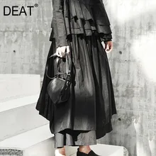 [DEAT] High Quality Spring Black Personality Multi-layered Split Asymmetrical Long Skirt Fashion New Women's LA91