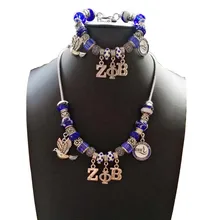 Европейский стиль винтаж посеребренный Шарм Pandor Zeta Phi Beta Sorority греческий ZPB DIY Шарм ожерелье браслет украшения