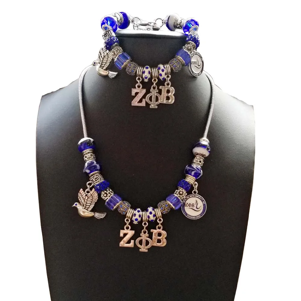 Европейский стиль винтажный посеребренный Шарм Pandor Zeta Phi Beta Sorority греческий ZPB DIY