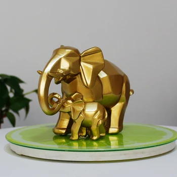 

Home Decoration Crafts Resin golden Elegant Elephant Statue Lucky Wealth Sculpture Miniature Collectibles Gift