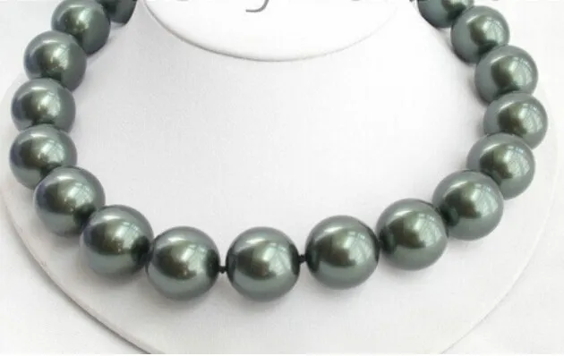 

100% Tahitian black south sea 20mm shell pearl necklace AAA style Fine Noble real Natural free shipping
