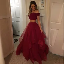 Вечернее платье с длинным Лодка шеи Две пьесы Тюль Вечерние платья вечерние элегантные платья Пром Праздничное платье Longo