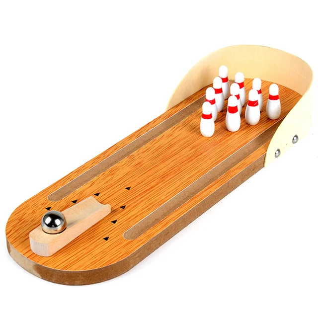 US $7.80 FBILMini Bowling Game Wooden Mini Bowling Set for Kids Adult Party Fun