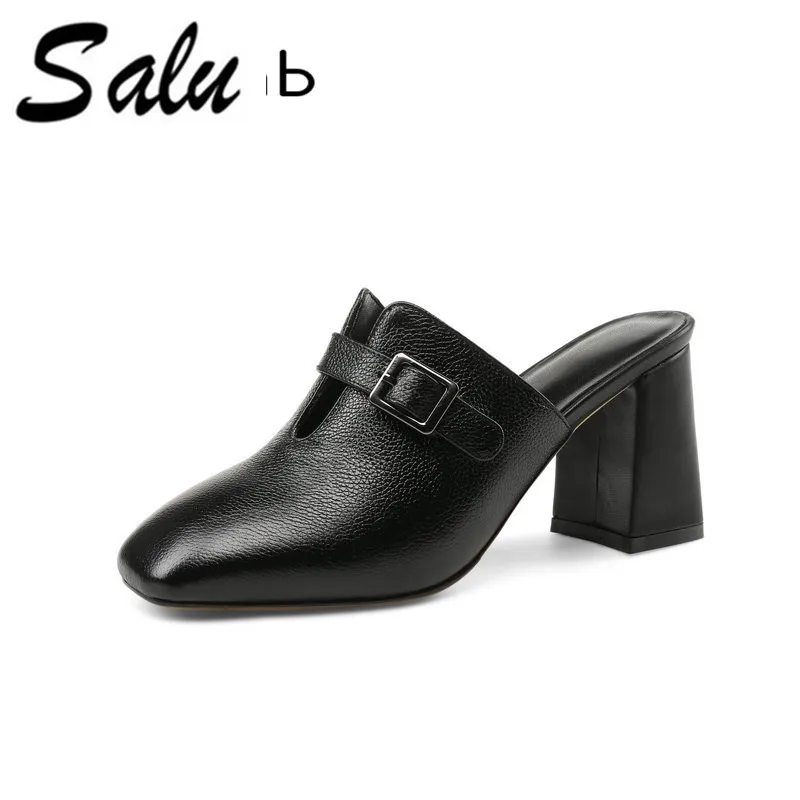 

Salu New Women sandals summer High Heels genuine leather Women shoes Elegant Ladies party wedding Shoes large size 11 12