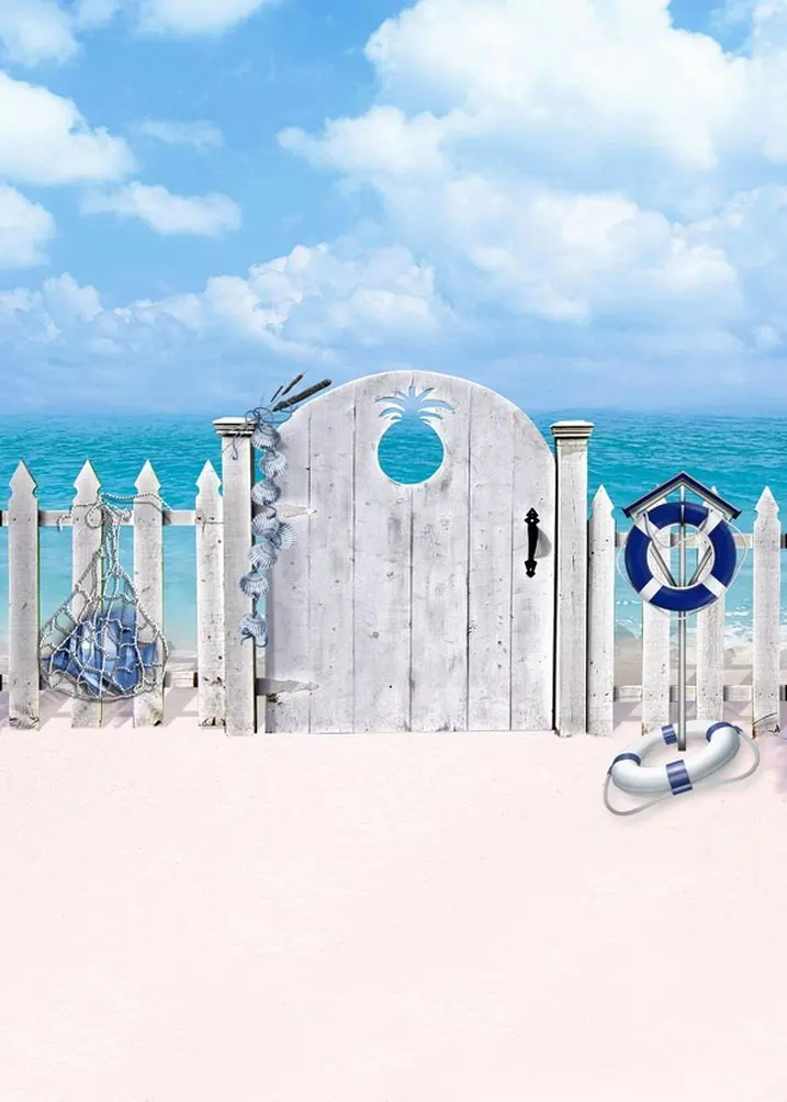 

Sea Beach Fences Photography Backdrops Photo Props Studio Background 5x7ft