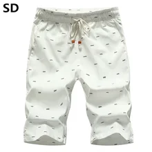 Пляжные шорты с принтом, мужские шорты с эластичной резинкой на талии,, мужские шорты, хлопковые повседневные Бермуды, летние укороченные штаны, 1030