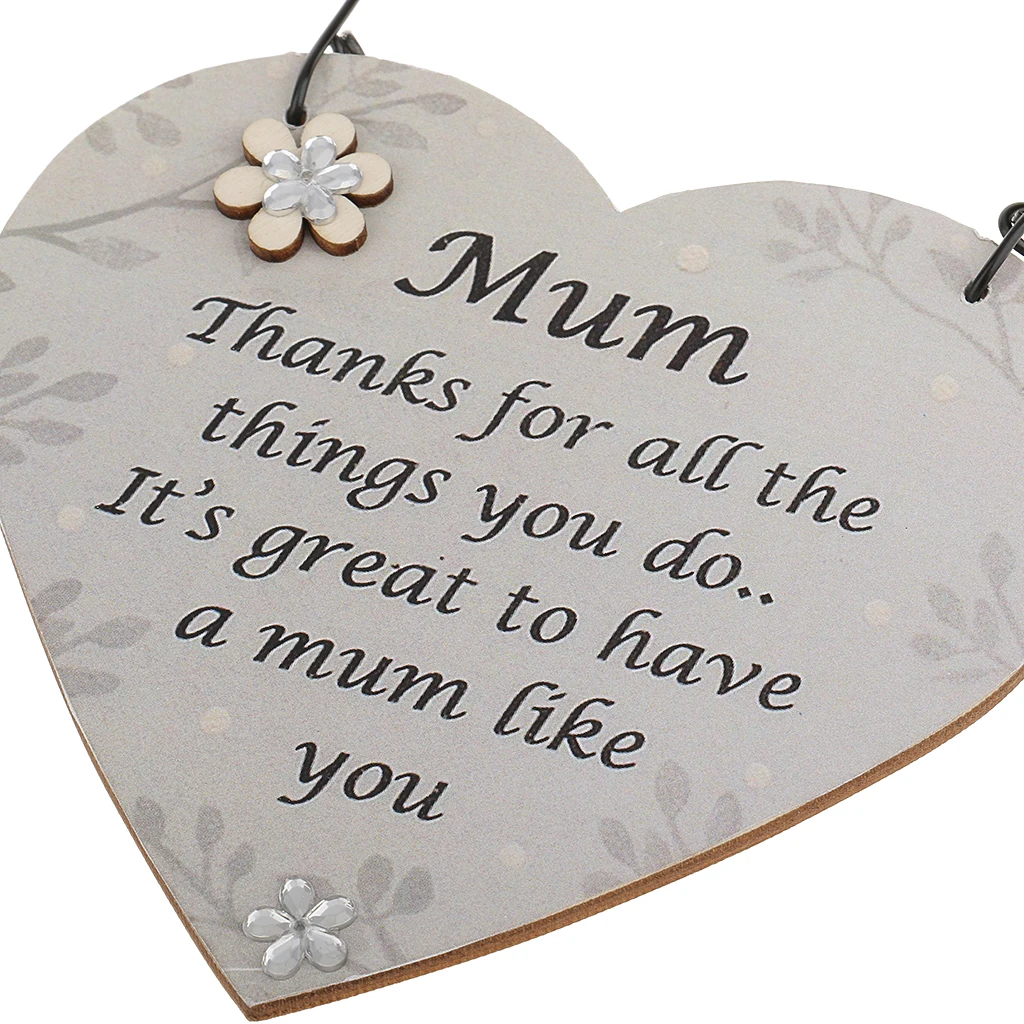 Mum Thanks for all the things you do.. Wall Door Wooden Plaque Heart Shape Hanging Signs