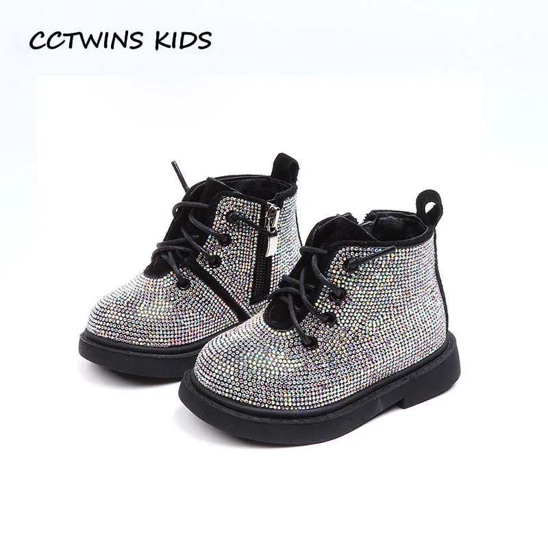 

CCTWINS KIDS 2018 Winter Children Pu Leather Shoe Baby Fashion Rhinestone Ankle Boot Toddler Brand Martin Boot BM086