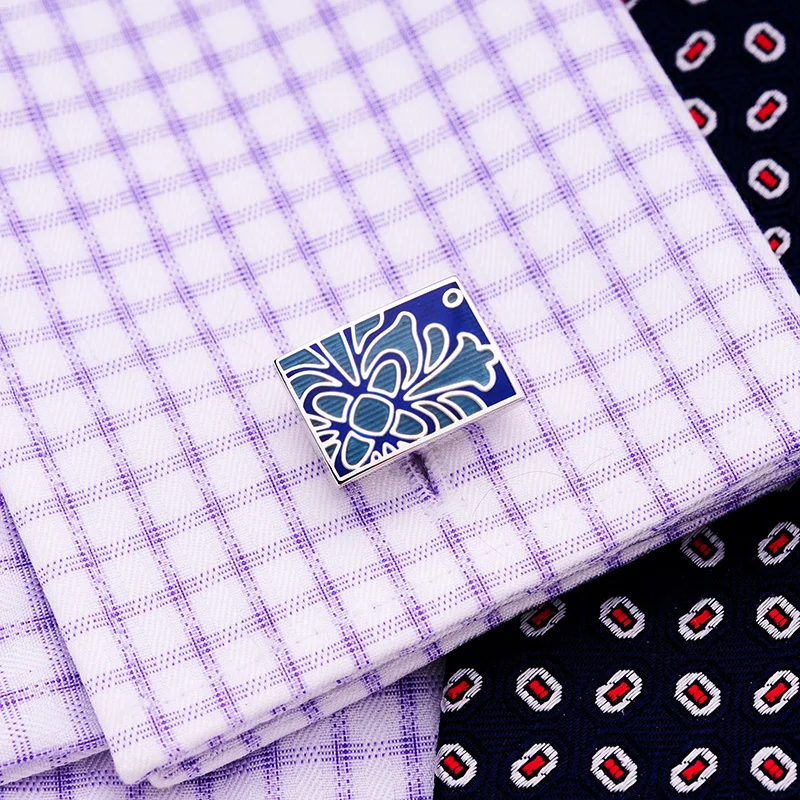 

KFLK Luxury 2020 hot shirt cufflinks for men's Gifts Brand cuff buttons Blue Enamel cuff links High Quality abotoaduras Jewelry