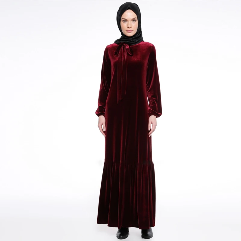 MISSJOY, новинка, Осеннее мусульманское женское арабское платье, длинный рукав, вельветовое Свободное платье, саудовская Турция, специальное платье длиной до щиколотки