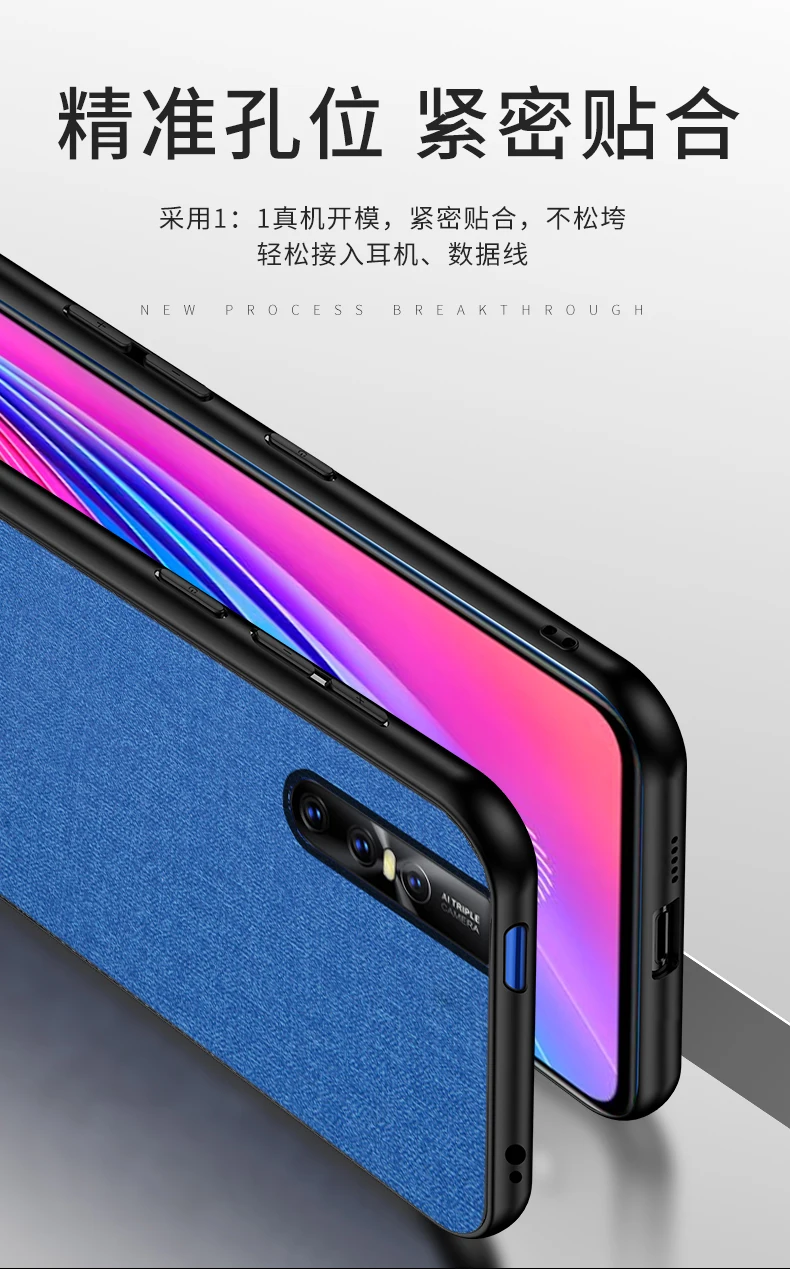 For VIVO V15 Pro Case Luxury Skin Coque Soft Silicone edge fabric back cover protective case for vivo v15pro full cover shell