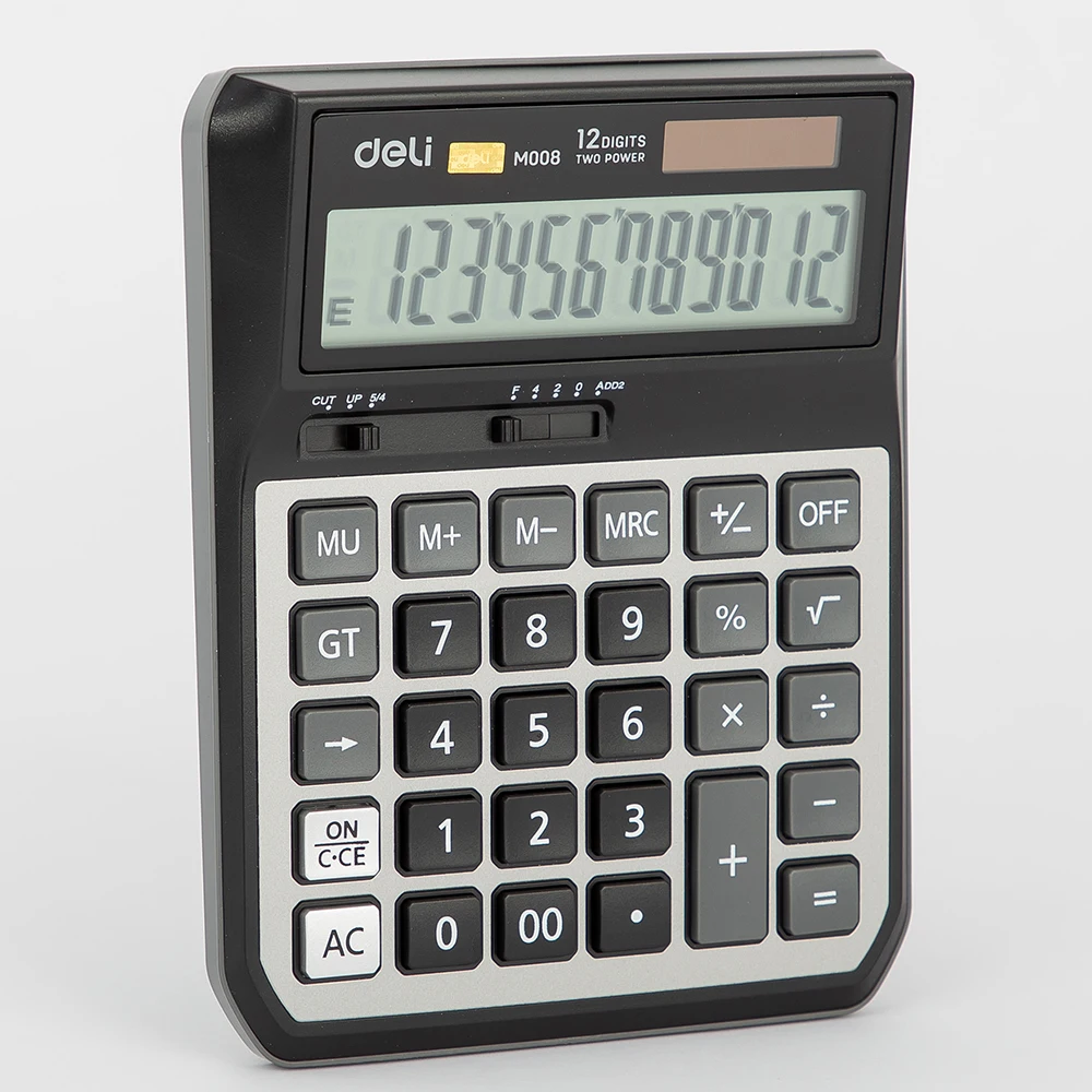 Deli калькулятор 12 цифр бизнес калькулятор офисный Настольный двойной солнечной энергии EM00820