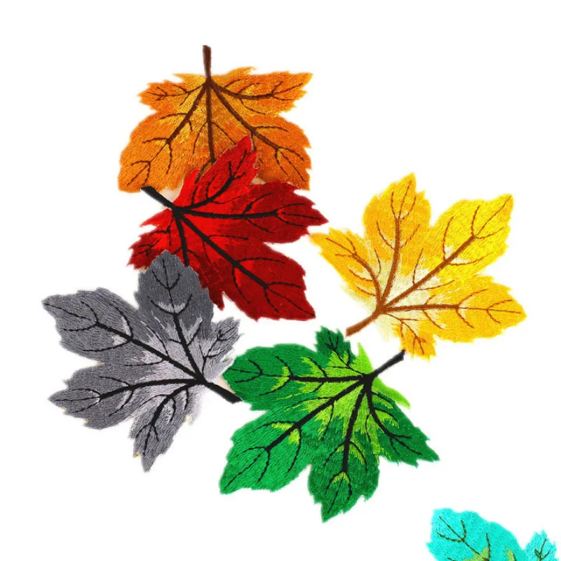 

DoreenBeads 6 Colors Embroidered Maple Leaf Patches Iron On Applique for Bags Clothes Sewing 1PC