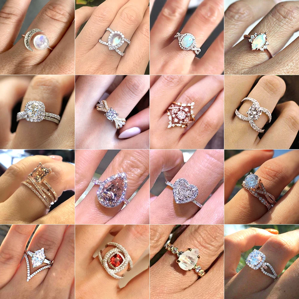 

30 Styles Women's Simple Crystal Joint Ring Fashion Engagement Rings Wedding Jewelry Accessories Valentine's Day Gift
