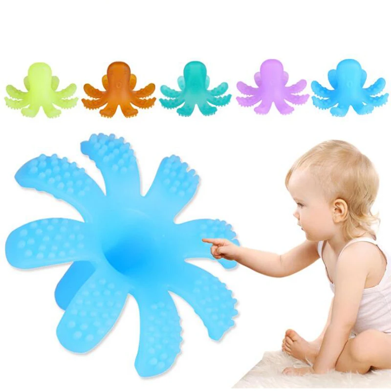 Octopus Baby Silicone Teether Colorful Teether Pine Nut Necklace Shower