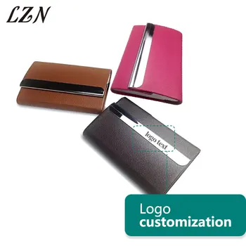 

LZN Colourful PU Stainless Purse Business Name ID Credit Card Holder Portable Useful Case Box Free Engraved Special Name/Text