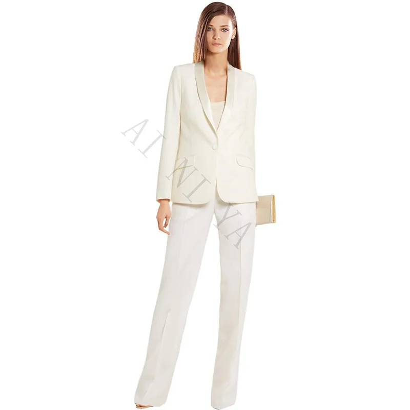 womens ivory trouser suit