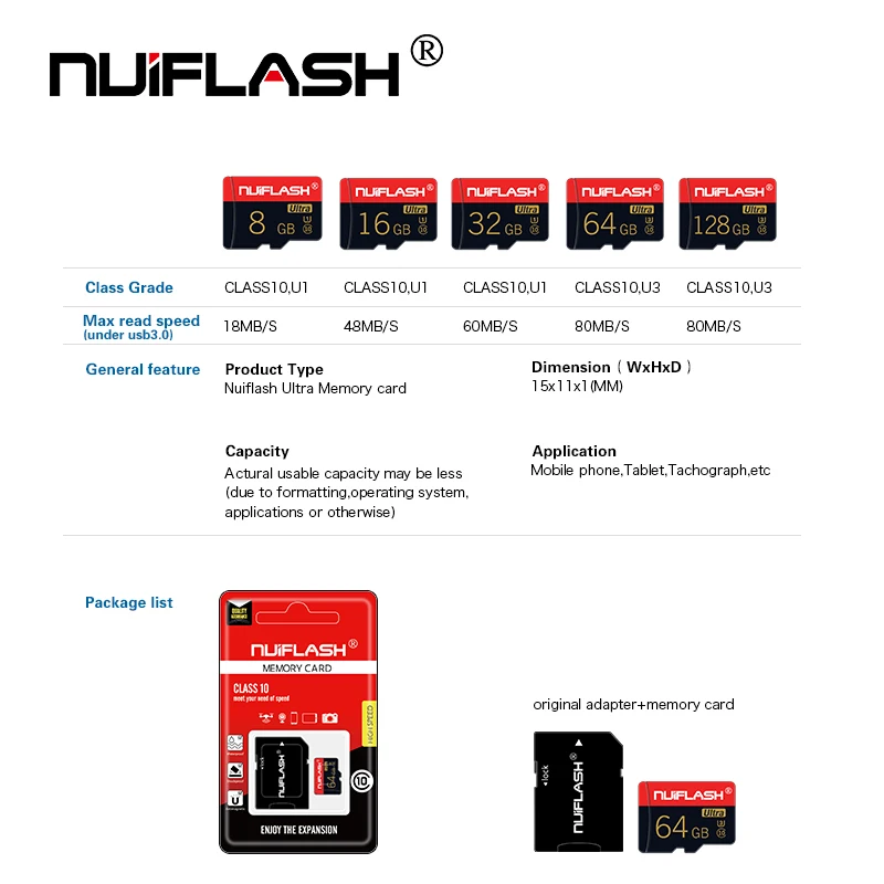 Карта памяти Nuiflash 32 64 128 Гб Micro SD ГБ 256 512 карта SD/TF флэш microSD для телефона|Карты