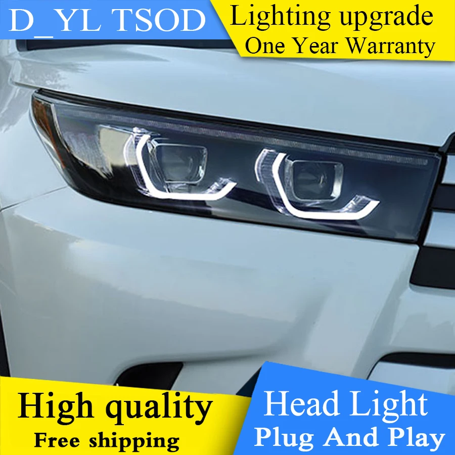 Набор для автостайлинга для фары Toyota highlander Kluger highlander все светодиодный светодиодные дневные ходовые огни на передних фарах динамический сигнал поворота