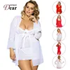 Comeondear-vestido de dormir y abrigo para mujer, ropa de noche con cordón G, lencería de manga larga, camisón de talla grande, R80185 ► Foto 3/6