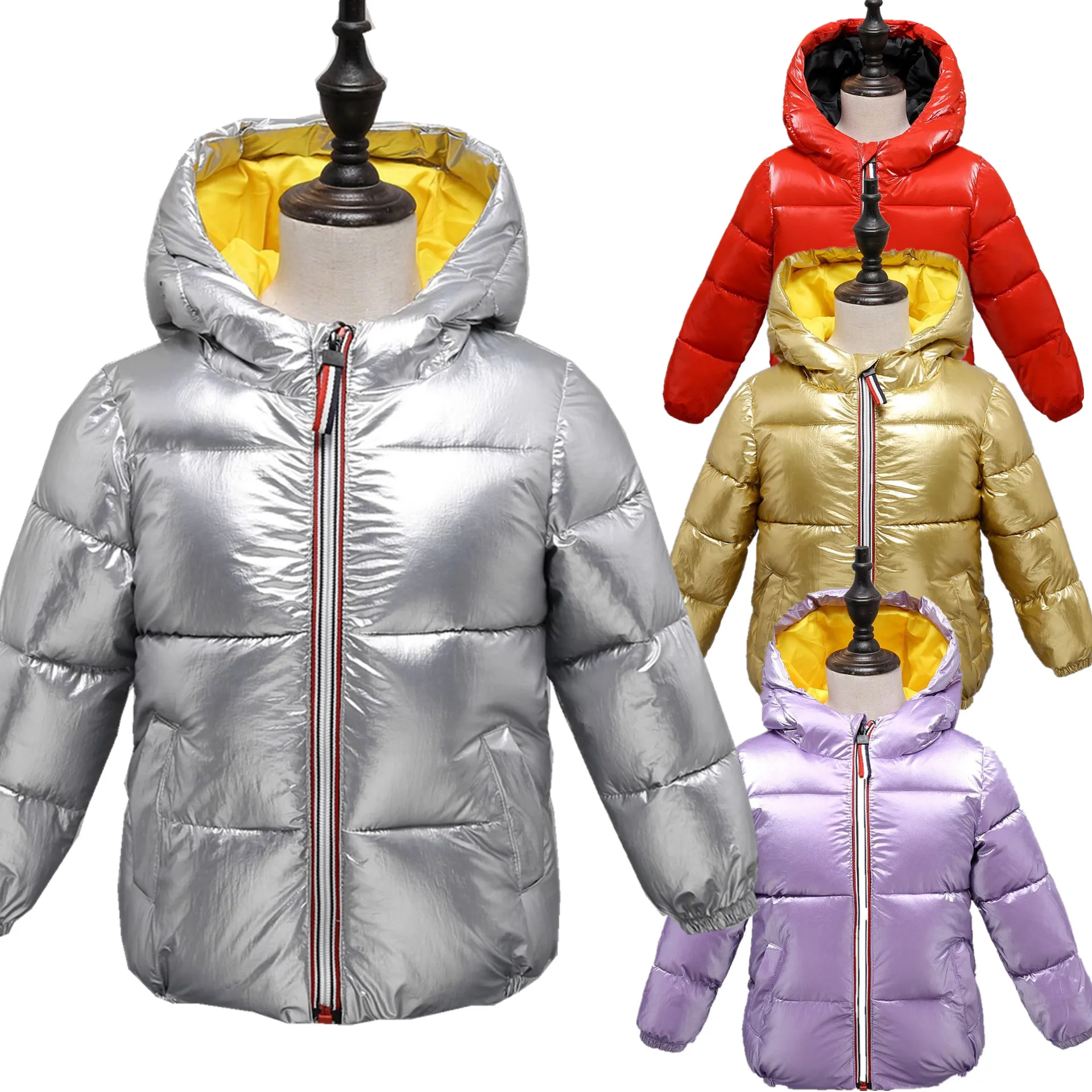 

New 2019 New Children winter Space jacket girl silver gold Boys Casual Hooded Coat Baby Clothing Outwear Kids waterproof Outwear