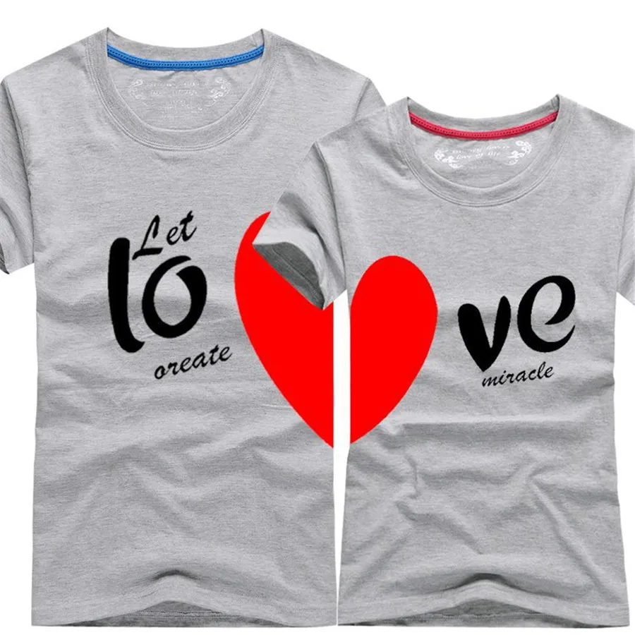 Fashion Matching Couple Clothes Heart LOVE Print T-Shirt Women Men Cotton Short Sleeve Couple T Shirt For Lovers Custom