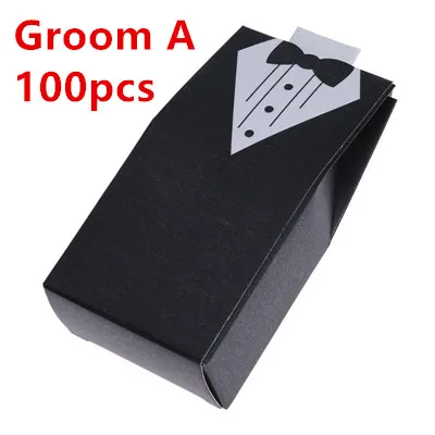 100PCS Groom A 100 шт платья для жениха и невесты коробка конфет на свадьбу Подарки коробка для подарка Свадебная бонбоньерка Сделай Сам события вечерние поставки для свадьбы - Цвет: 100PCS Groom A