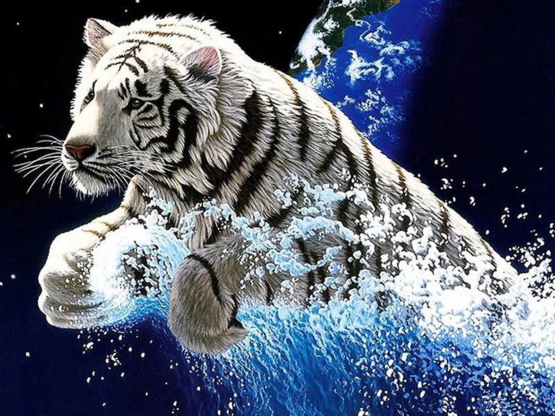 

Diamond Embroidery Tiger Jumping Animals Cross Stitch 5D Full Square Mosaic Diamond Painting Sale DIY Sticker Decor Paintings