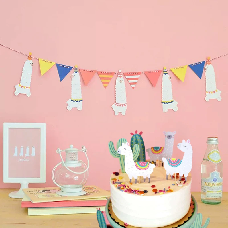 Llama Party Supplies Alpaca Party Banner Llama Happy Birthday Banner Pennant Cactus Party Decorations Llama Party Banner