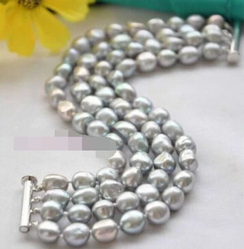 

Miss charm Jew.240 four strands11-12mm tahitian round black pearl bracelet7.5-8inch