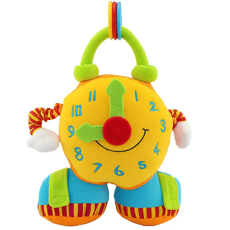 Baby Infant Plush Stuffed Big Alarm Clock Pull ring Mirror Appease