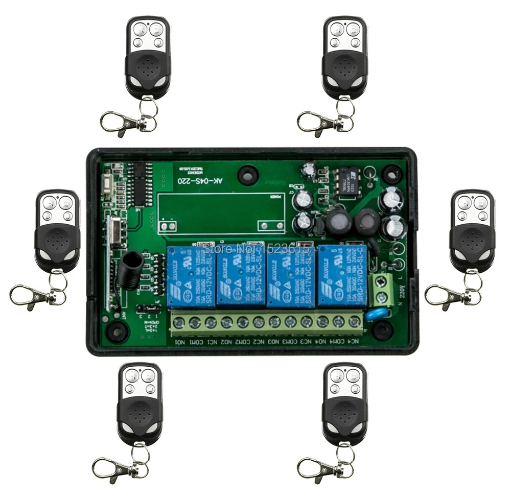 85v~250V 4CH RF Wireless Remote Control Relay Switch Security System Garage Doors 1 x Receiver & 6 Transmitter | Обустройство дома